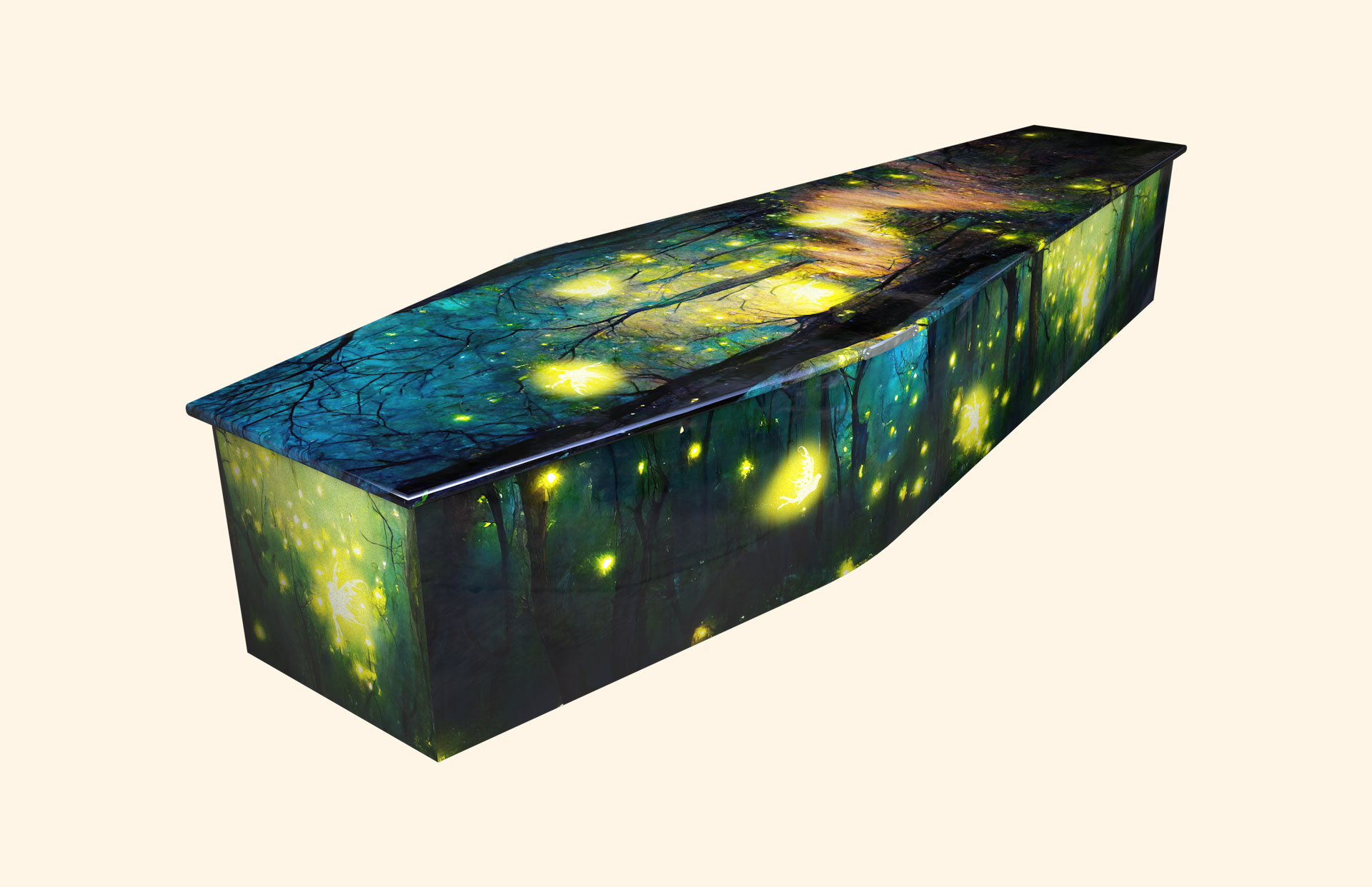 Fairy Glow design on a traditional coffin